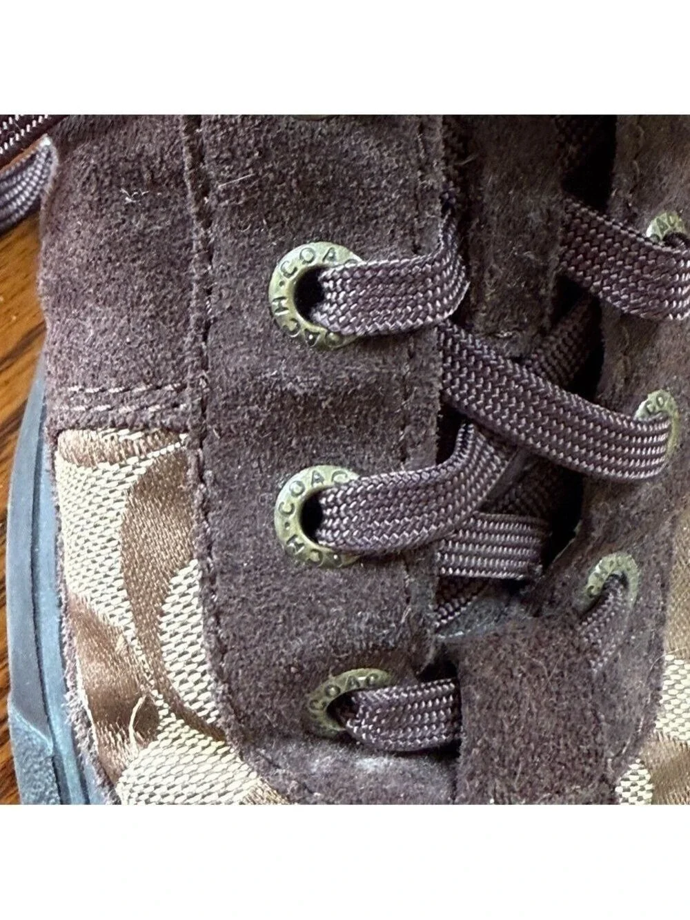 Coach Edwin Sherpa Lined Sneakers Brown Tan Logo Men's Size 8